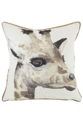 Evans Lichfield Safari Giraffe Hand-Painted Watercolour Printed Cushion in White - Size: 43 cm x 43 cm - thumbnail 1