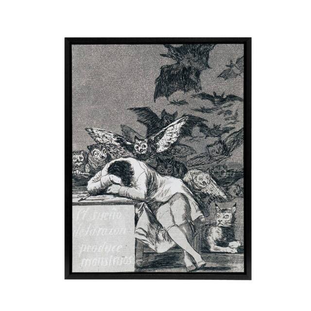 "Artery8 Francisco Goya The Dream Of Reason Framed Canvas Wall Art Print in Grey - Size: W12"" x H16""" - image 1