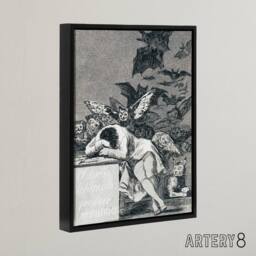 "Artery8 Francisco Goya The Dream Of Reason Framed Canvas Wall Art Print in Grey - Size: W12"" x H16""" - thumbnail 2