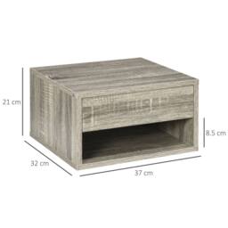 Wyld Haus Rosama Grey Wood Effect Floating Bedside Tables Set of 2 Wall Mounted - thumbnail 4