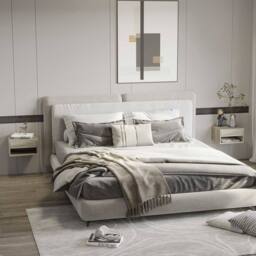 Wyld Haus Rosama Grey Wood Effect Floating Bedside Tables Set of 2 Wall Mounted - thumbnail 3