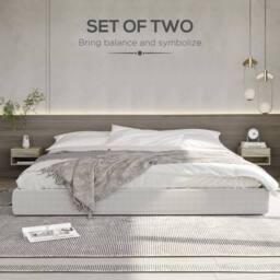 Wyld Haus Rosama Grey Wood Effect Floating Bedside Tables Set of 2 Wall Mounted - thumbnail 5