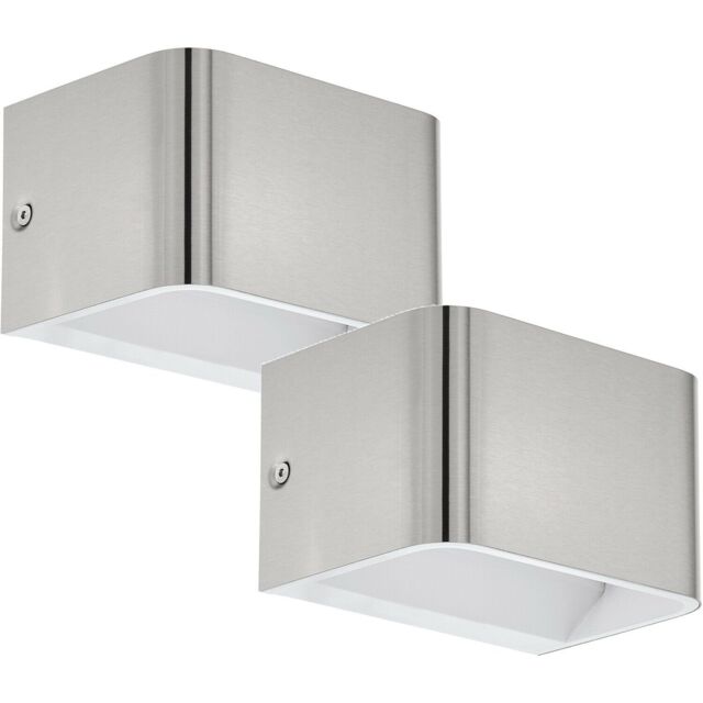 Loops 2 PACK Wall Light Colour Satin Nickel Front Cover Box Structure LED 6W Included in Metallics - image 1