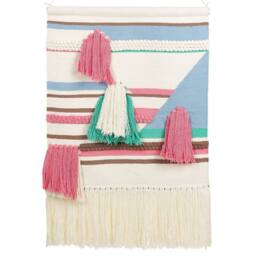 Wyld and Coco Handwoven Multicolour Cotton Wall Hanging with Tassels in Beige - thumbnail 2