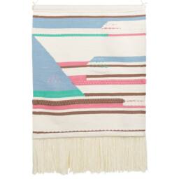 Wyld and Coco Handwoven Multicolour Cotton Wall Hanging with Tassels in Beige - thumbnail 3