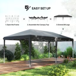 OUTSUNNY 6 x 3(m) Pop Up Gazebo Patio Party Event Heavy Duty Canopy Grey - thumbnail 4