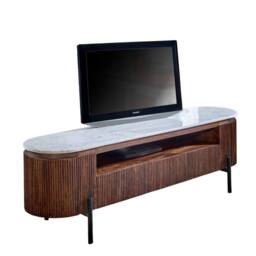 Wyld Haus Alabama Marble Top TV Unit with Ribbed Mango Wood Drawers in Brown - thumbnail 4