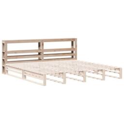 Berkfield Home Headboard with Shelves 180 cm Solid Wood Pine in Light Tan - thumbnail 4