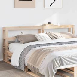 Berkfield Home Headboard with Shelves 180 cm Solid Wood Pine in Light Tan - thumbnail 2