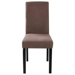 Wyld and Coco Set 2 Brown Fabric Dining Chairs Rubberwood Legs Modern High Back - thumbnail 5