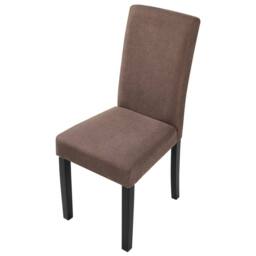Wyld and Coco Set 2 Brown Fabric Dining Chairs Rubberwood Legs Modern High Back - thumbnail 7