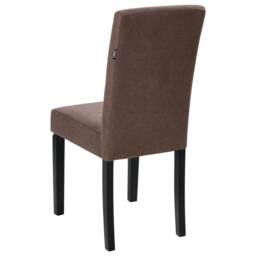 Wyld and Coco Set 2 Brown Fabric Dining Chairs Rubberwood Legs Modern High Back - thumbnail 6