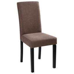 Wyld and Coco Set 2 Brown Fabric Dining Chairs Rubberwood Legs Modern High Back - thumbnail 3