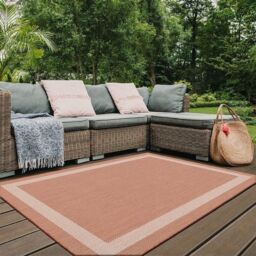 THE RUGS Reversible Outdoor Rugs in Bordered Design Duo Weave Collection in Charcoal - Size: 200 cm x 290 cm - thumbnail 3