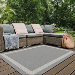 THE RUGS Reversible Outdoor Rugs in Bordered Design Duo Weave Collection in Charcoal - Size: 200 cm x 290 cm - thumbnail 5