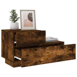 Berkfield Home Decorative Bedside Cabinet with LED Lights Smoked Oak 70x36x40.5 cm in Brown - thumbnail 4