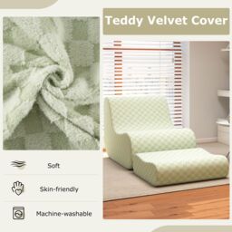 Costway Accent Bean Bag Chair w/ Ottoman Lazy Sofa Chair Set w/ Washable Cover in Beige - thumbnail 9