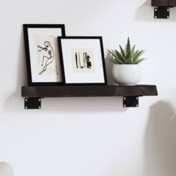 Berkfield Home Beautiful Wall Shelf Dark Grey 40x10x4 cm Treated Solid Wood Oak - Size: 40 x 10 x 4 cm - thumbnail 2