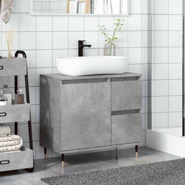Berkfield Home Durable Bathroom Cabinet Concrete Grey 65x33x60 cm Engineered Wood - Size: 65 x 33 x 60 cm - image 1