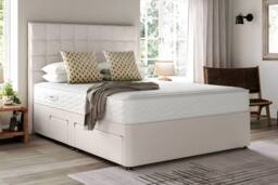 PARADISE BEDS LTD Royal Divan Bed Set with storage drawers & Mattress - Plush Velvet in Cream - Size: Single - thumbnail 1
