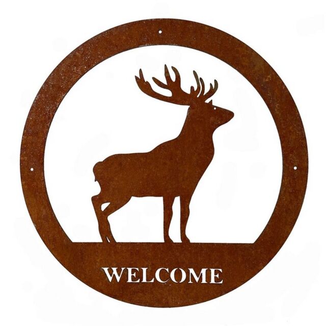 Poppyforge Stag Large Wall Art - with Text - Steel - W49.5 x H49.5 cm - BM/RtR in Brown - image 1