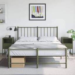 Berkfield Home Bedside Cabinets 2 pcs Olive Green 36x39x60.5 cm Steel - thumbnail 2