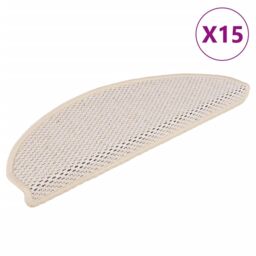 Berkfield Home Stair Mats Self-adhesive Sisal-Look 15 pcs 65x21x4 cm Berber in Cream - Size: Medium - thumbnail 2