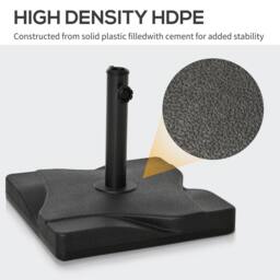 OUTSUNNY 20KG Square Patio Umbrella Base, Fits dia 32mm, 38mm, 48mm Pole in Black - thumbnail 4
