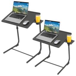 Harbour Housewares Height Adjustable Folding Laptop Tables - Black - Pack of 2 - thumbnail 1