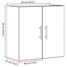 Berkfield Home Wall Cabinet Black Oak 60x31x70 cm Engineered Wood - Size: 60 x 31 x 70 cm - thumbnail 8