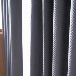 OHS Pinsonic Velvet Ready Made Eyelet Curtains in Charcoal - Size: 229 cm width x 229 cm drop - thumbnail 2
