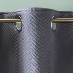 OHS Pinsonic Velvet Ready Made Eyelet Curtains in Charcoal - Size: 229 cm width x 229 cm drop - thumbnail 3