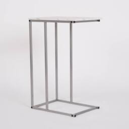 OHS Marble Effect C-Shaped Coffee Table Sofa Desk - thumbnail 4