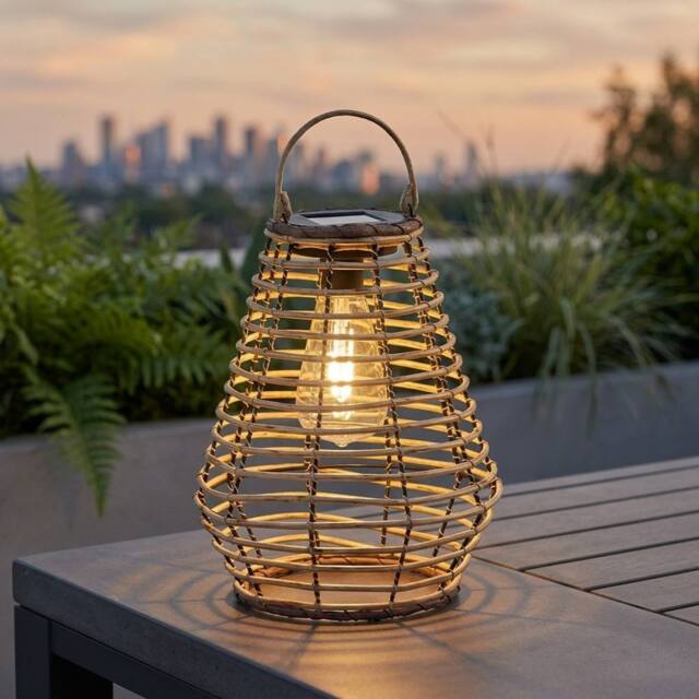 Garden Greatness Lunaria Maris Solar Rattan Style Lantern in Natural - image 1