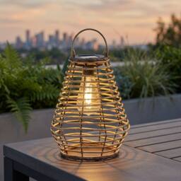 Garden Greatness Lunaria Maris Solar Rattan Style Lantern in Natural