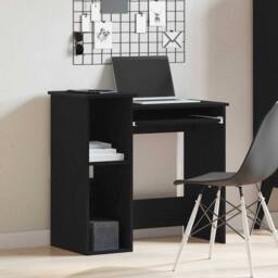 Berkfield Home Desk with Shelves Black 84x40x78 cm Engineered Wood - Size: 84 x 40 x 78 cm - thumbnail 3