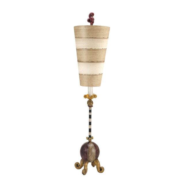 Loops Table Lamp Gold Legs Red Tan Sphere Black Cream Stem. Inverted Shade LED E27 60W - image 1
