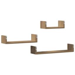 Berkfield Home Decorative Wall Shelves 3 pcs Artisan Oak Engineered Wood in Brown - thumbnail 6