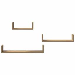 Berkfield Home Decorative Wall Shelves 3 pcs Artisan Oak Engineered Wood in Brown - thumbnail 4