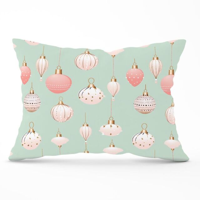 Warren Reed - Designer Christmas Decorations Pink & Green Cushions - Size: 45 cm x 45 cm - image 1