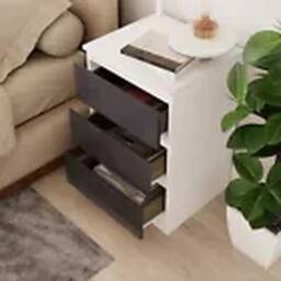 Havendro White + Grey 3 Drawer Wooden Bedroom Chest Cabinet No Handle - thumbnail 3