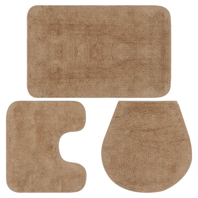 Berkfield Home Bathroom Mat Set 3 Pieces Fabric Beige - image 1