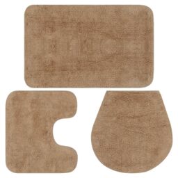 Berkfield Home Bathroom Mat Set 3 Pieces Fabric Beige