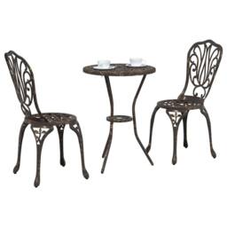 Berkfield Home 3-Piece Garden Bistro Set - Bronze Cast Aluminum - thumbnail 3