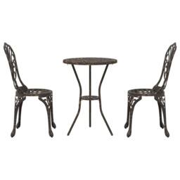Berkfield Home 3-Piece Garden Bistro Set - Bronze Cast Aluminum - thumbnail 6