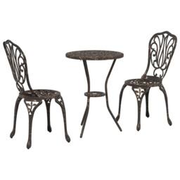 Berkfield Home 3-Piece Garden Bistro Set - Bronze Cast Aluminum - thumbnail 1