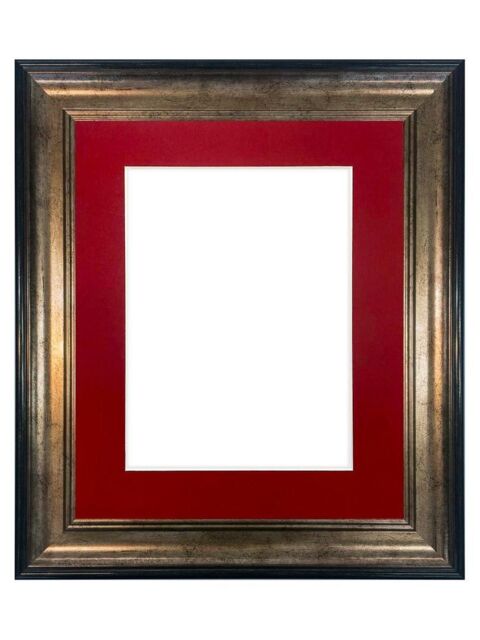Frames & Mirrors 4U Scandi Black & Gold Frame with Red Mount for Image Size A3 - image 1
