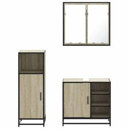Berkfield Home 3 Piece Bathroom Furniture Set Sonoma Oak Engineered Wood in Light Tan - thumbnail 5