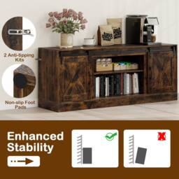 Costway Wooden TV Stand Cabinet for 70 Inch TVs Media Entertainment Center in Brown - thumbnail 5