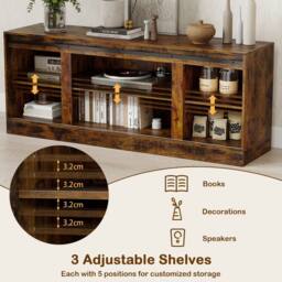 Costway Wooden TV Stand Cabinet for 70 Inch TVs Media Entertainment Center in Brown - thumbnail 4